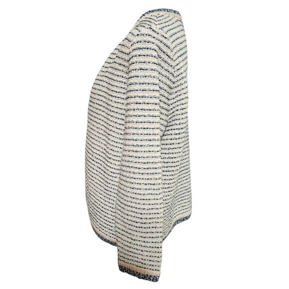 Ann Taylor Factory Blazer Sweater Cardigan Medium Striped Peach Teal Cream - Picture 5 of 11